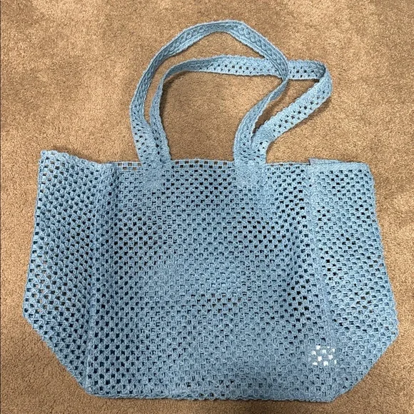 NWOT Dolce & Gabbana Light Blue Summer Woven Beach Tote Bag - Sky Blue - Picture 2 of 6